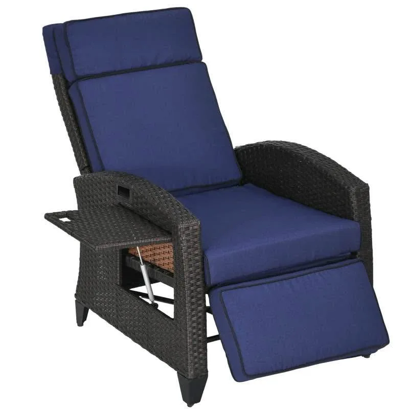 Outdoor Recliner Chair with Adjustable Backrest, Blue image indicator(8)