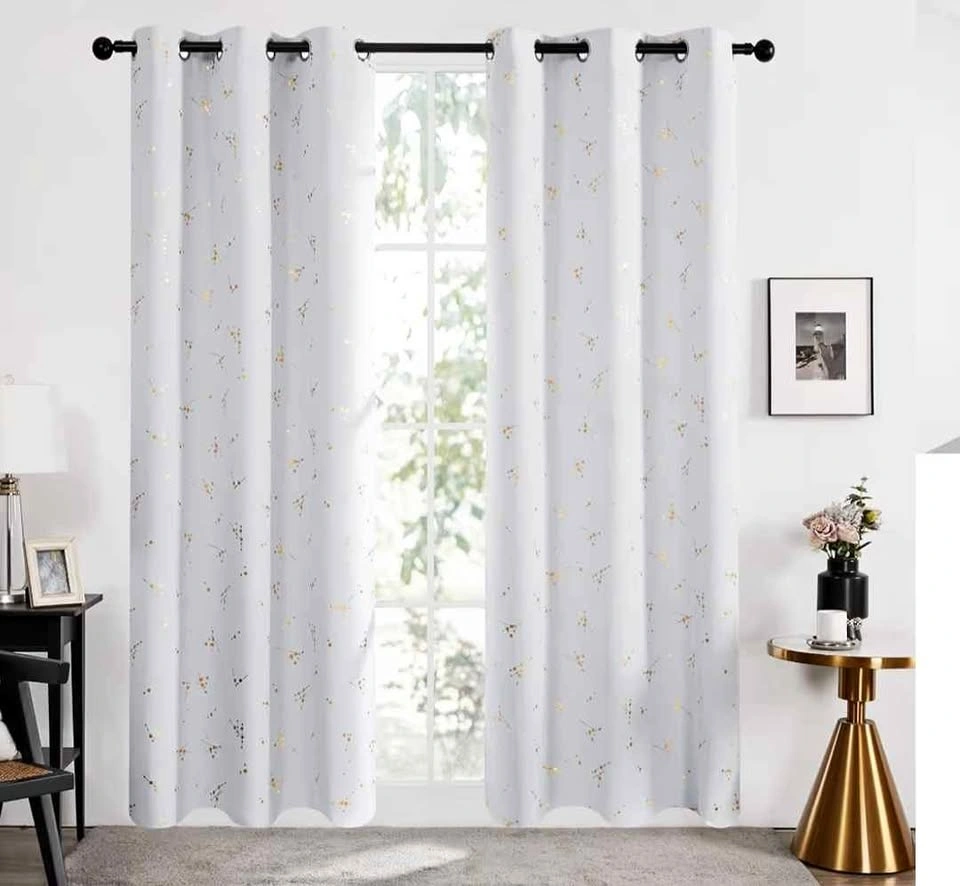 Curtains with Golden foil print design 42W x 84L inches