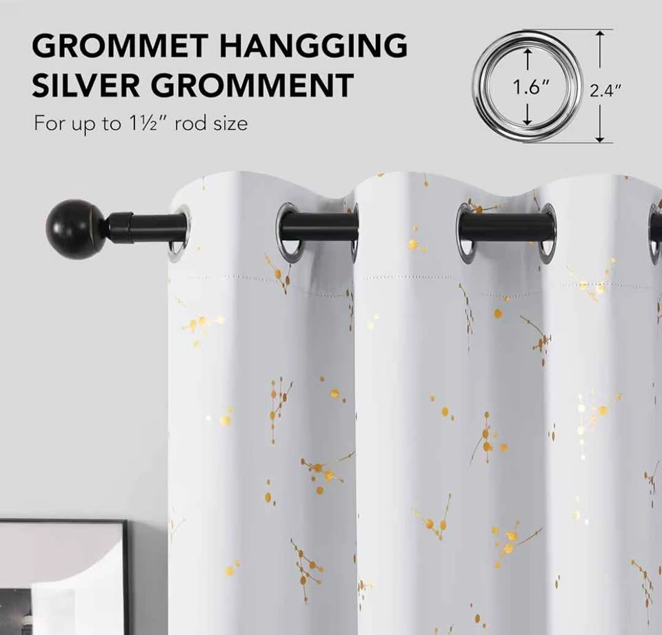 Curtains with Golden foil print design 42W x 84L inches - photo 2