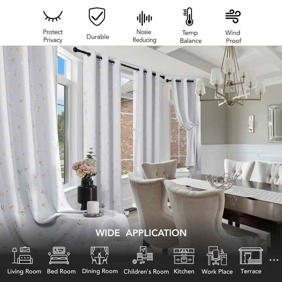 Curtains with Golden foil print design 42W x 84L inches - photo 3