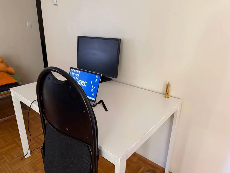 White IKEA Linnmon Desk & Sturdy Black Chair - photo 3