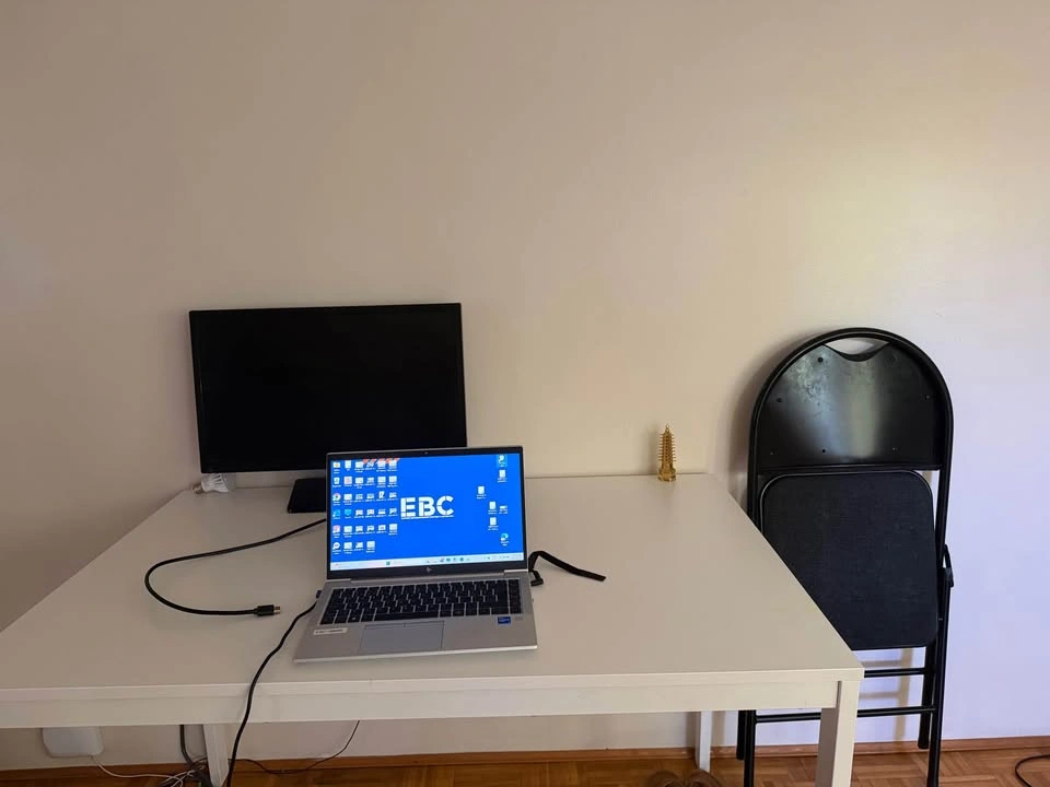 White IKEA Linnmon Desk & Sturdy Black Chair - photo 4