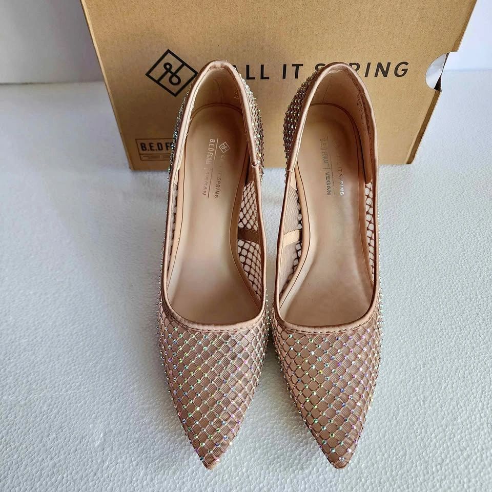 Call It Spring Rhinestone Mesh Leeona Stiletto Pumps