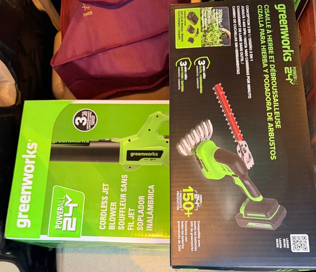 24V Cordless Greenworks Lawn/Garden Tools w/ Batteries