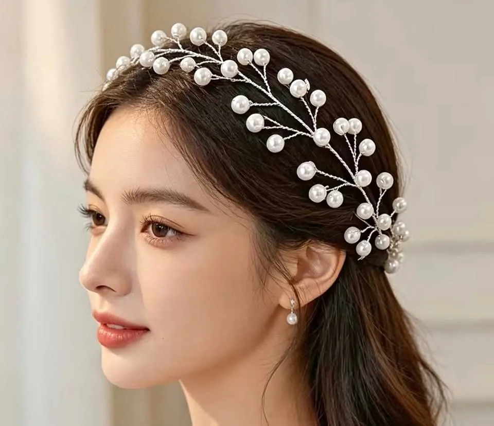 Elegant Faux Pearl Bridal Hair Vine