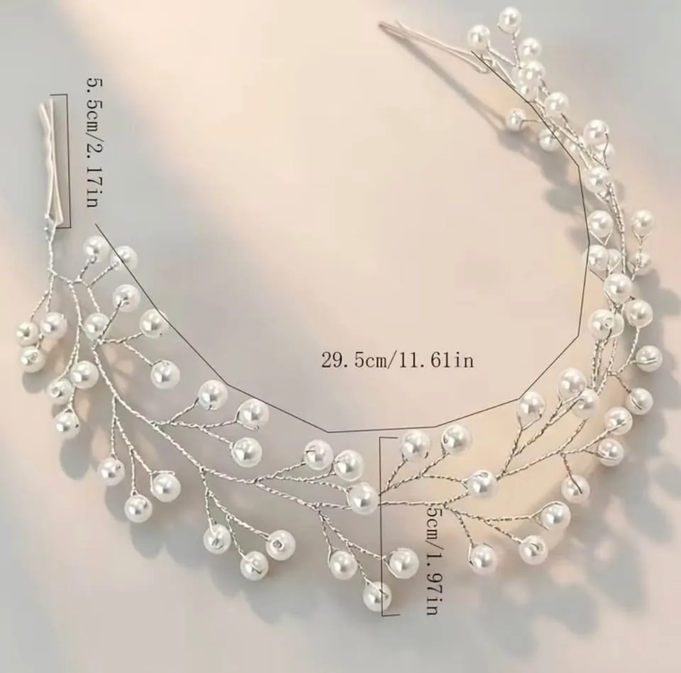 Elegant Faux Pearl Bridal Hair Vine - photo 2