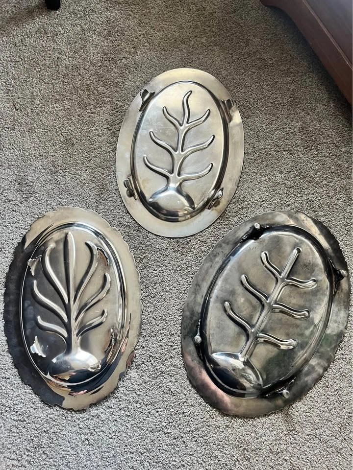 Lot of 3 Silver-Plated Tree and Well Meat Platters - photo 2