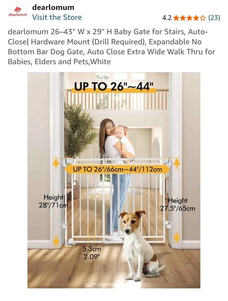 dearlomum Auto-Close Hardware Mount Baby Gate 26.3"- 42.9" - photo 3