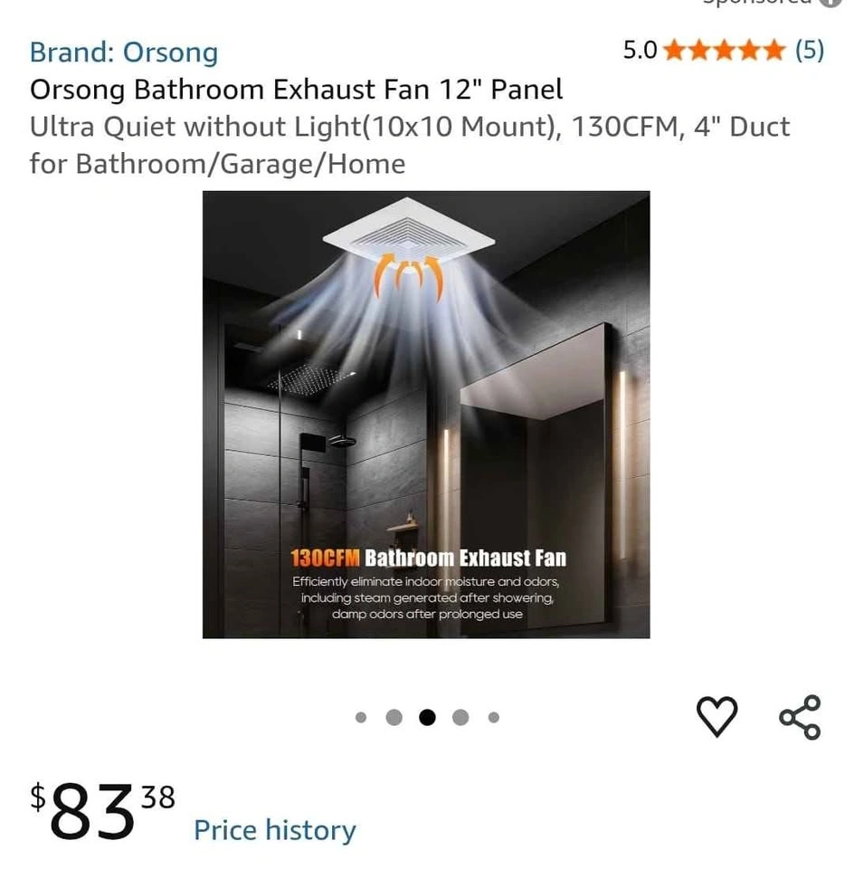 Orsong Bathroom Exhaust Fan 12" Panel - photo 2