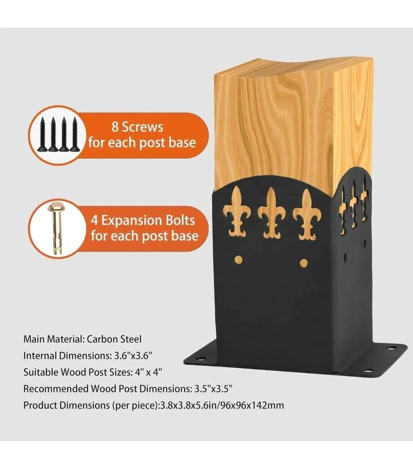 VIODEX 6 Pack Decorative 4x4 Steel Post Base - photo 4