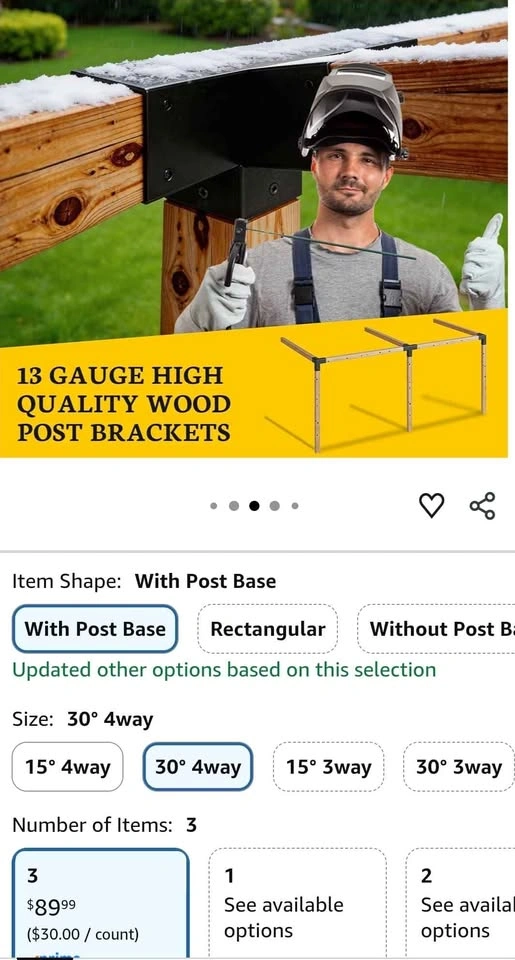 Qrooviiy 30° 4-Way Pergola Bracket Kit - photo 2