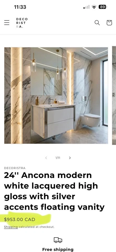 New-DECORISTRA 24'' ANCONA WHITE FLOATING VANITY