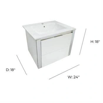 New-DECORISTRA 24'' ANCONA WHITE FLOATING VANITY - photo 3