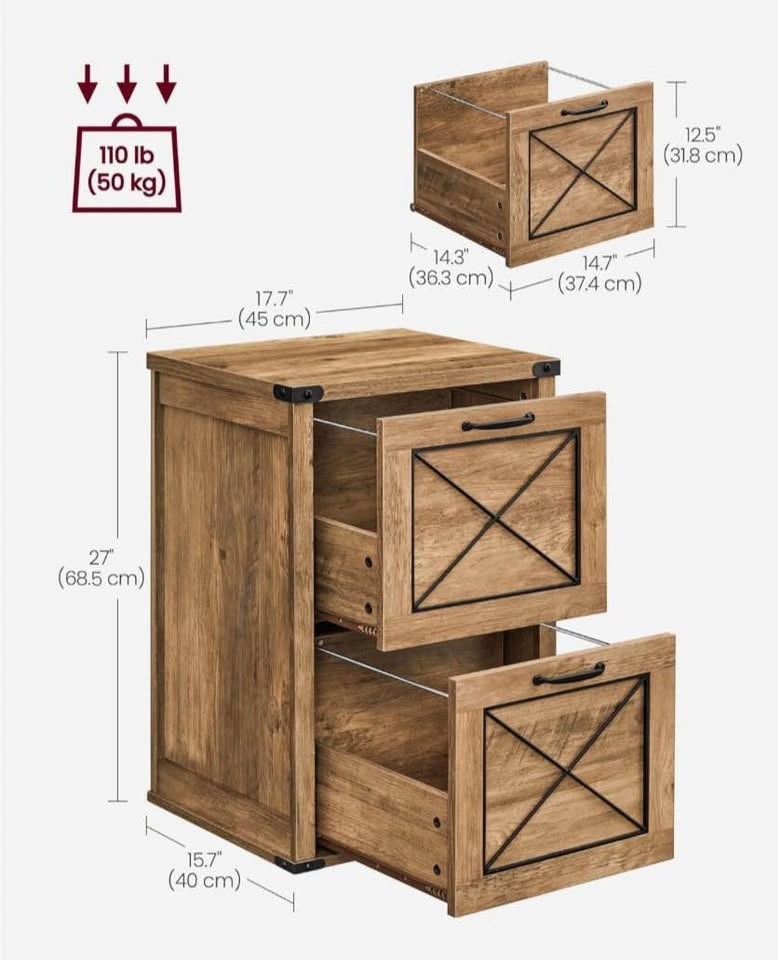 New-VASAGLE Nightstand, Side Table for Couch, 2 Drawers - photo 3