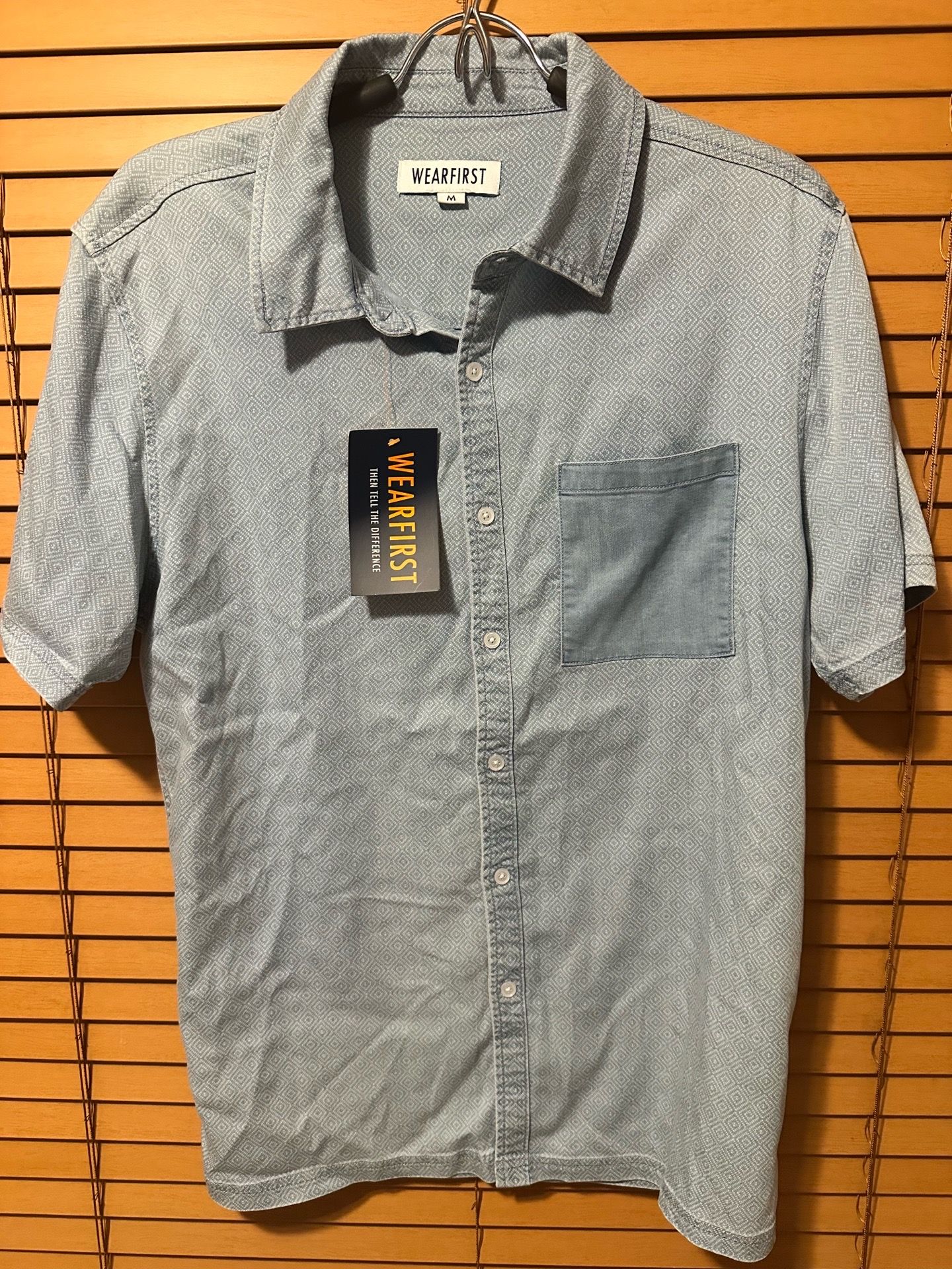 Wear First Up Shirt Mens Large Short Sleeve Collared Gray