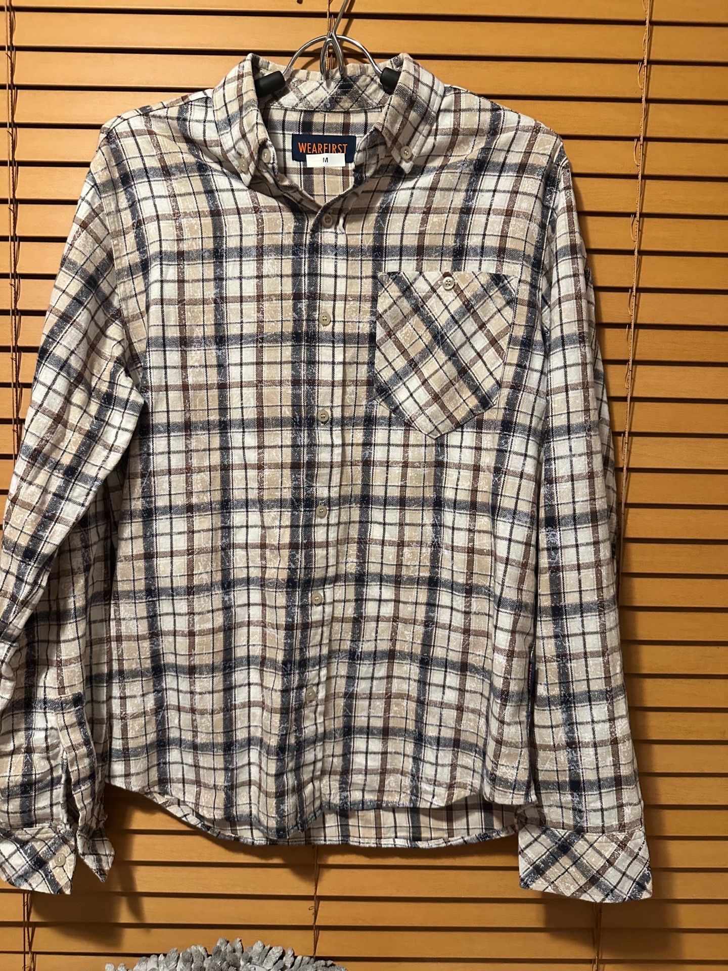 Wear first Button Front Flannel Shirt Heavy Cotton