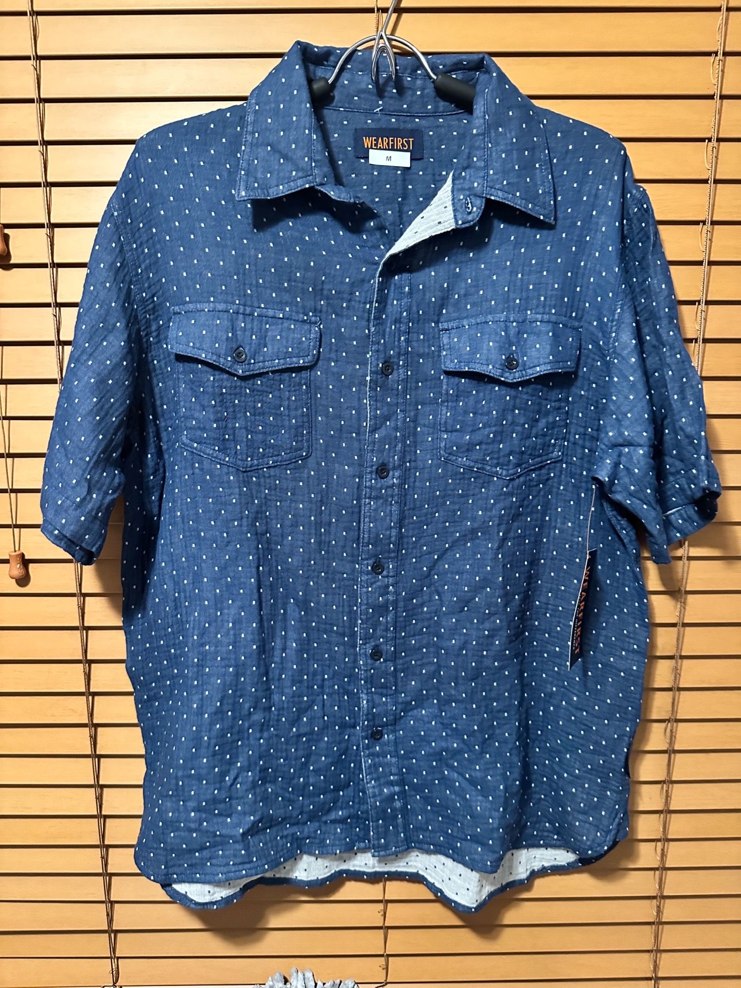Wear first Blue Short Sleeve Button Down Shirt