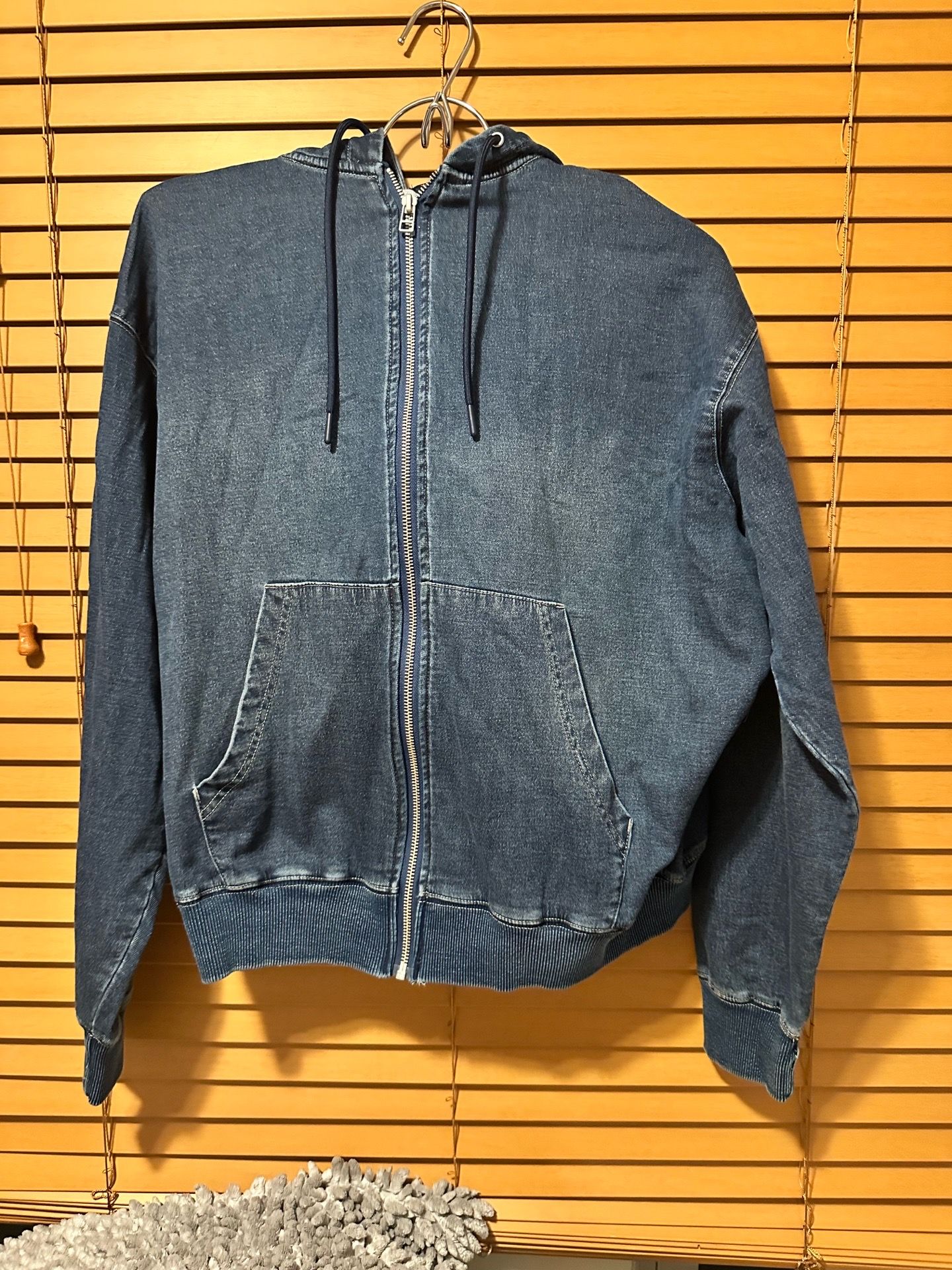 Wear first Plus Washed Denim Zip Up Hoodie