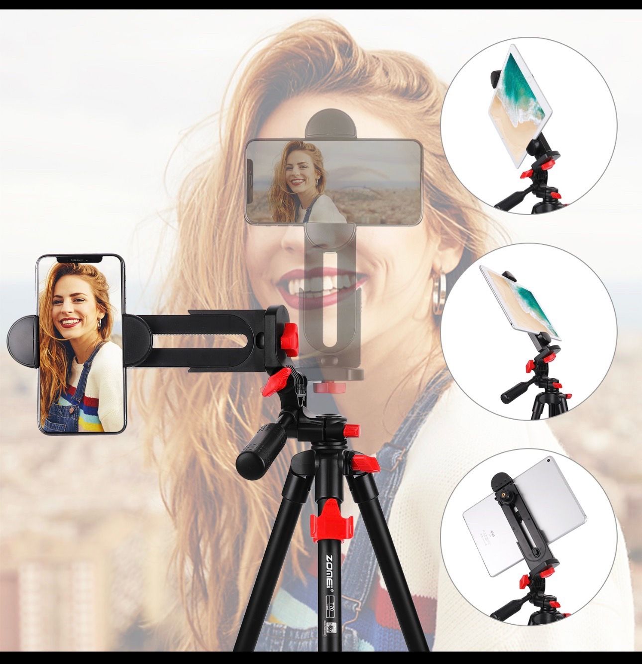 ZOMEi T70 Tripod with Remote and Phone Holder - photo 4