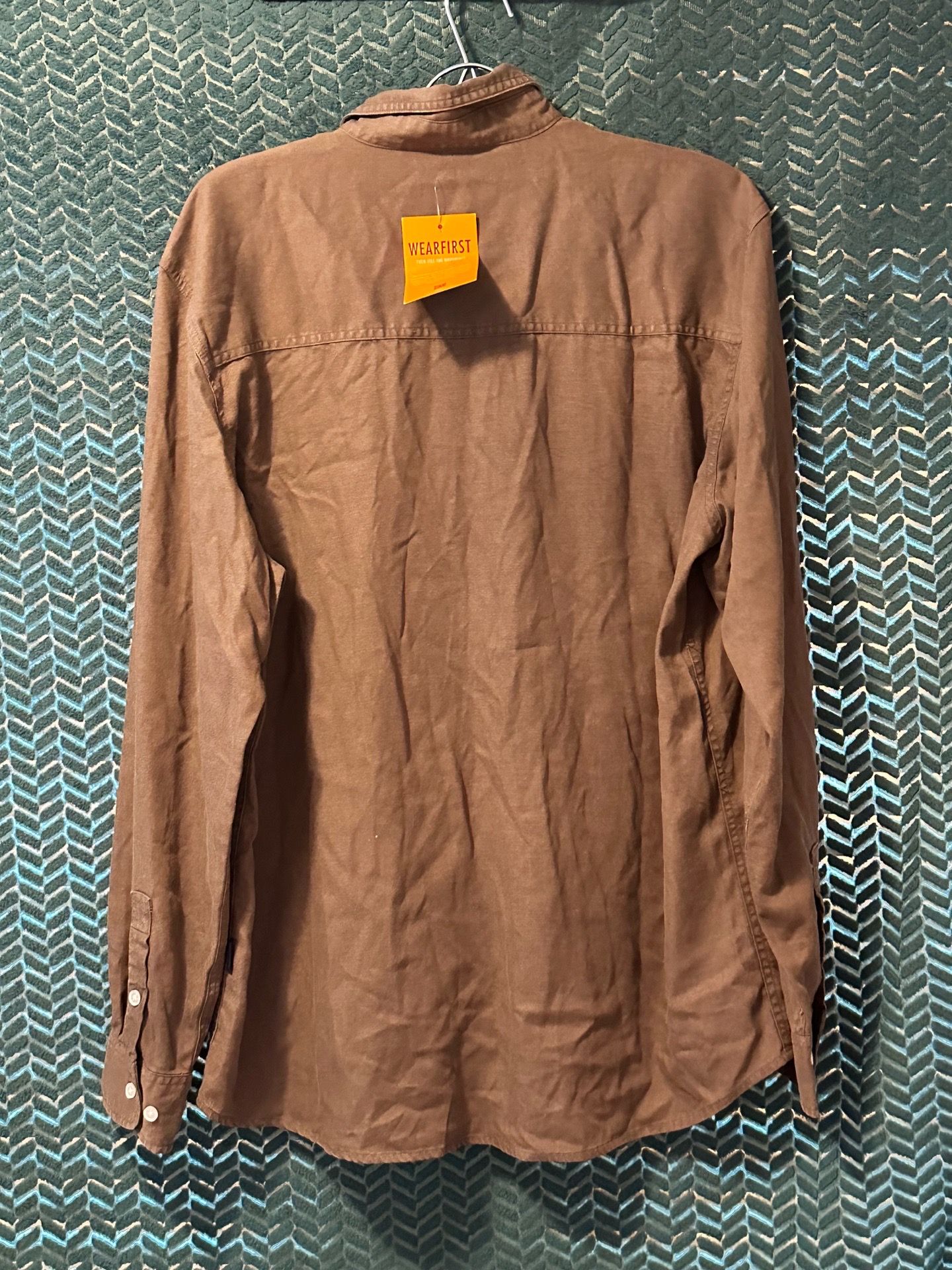Wear first Mens Button Up Shirt Brown Long Sleeve - photo 2