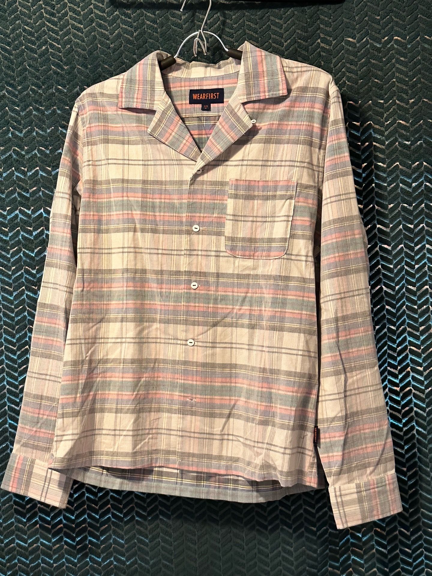 Wear first Men's, Long Sleeve Plaid Corduroy Shirt