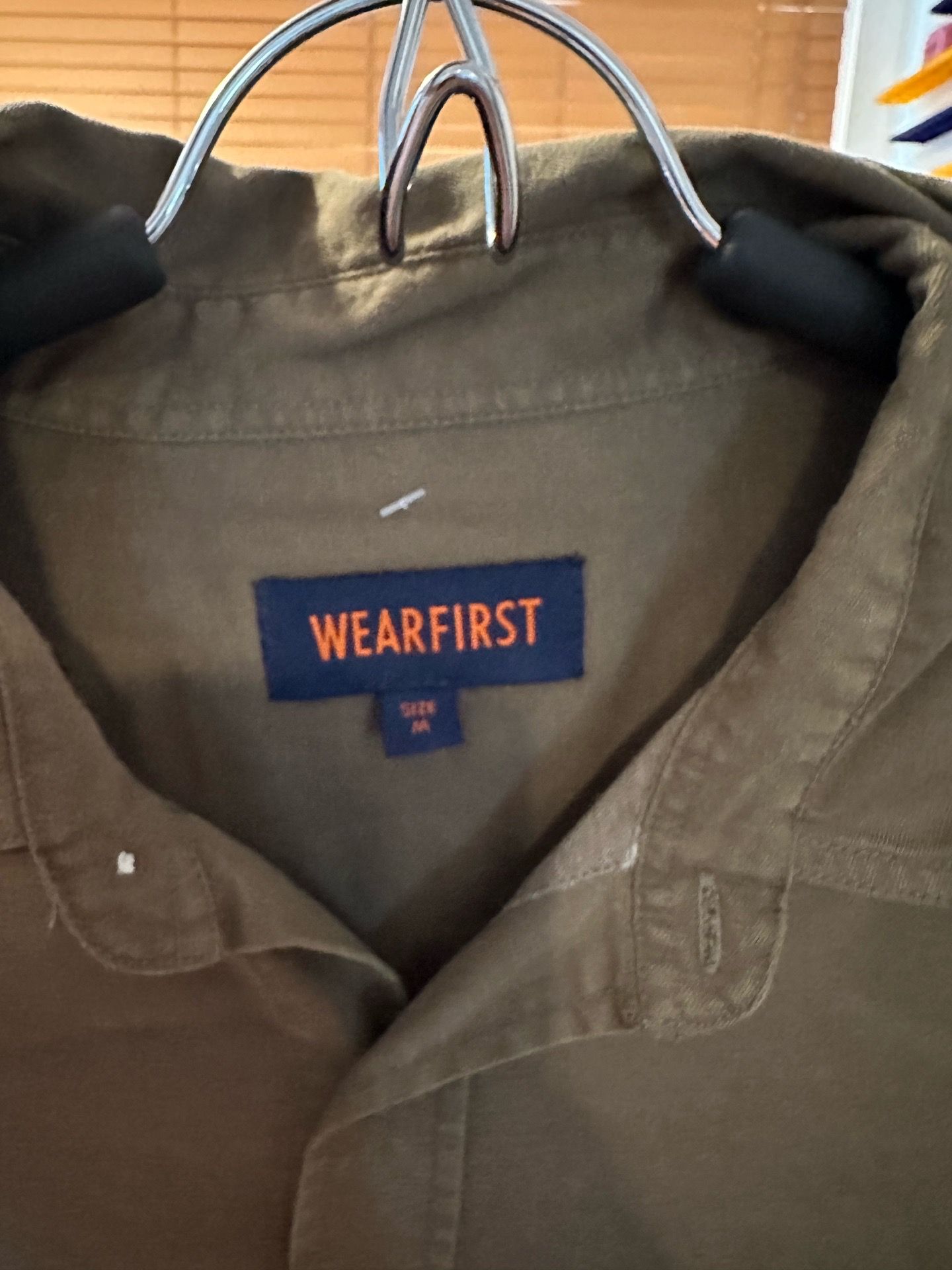 Wear first Long Sleeve Collared Button Down Blouse Olive - photo 3