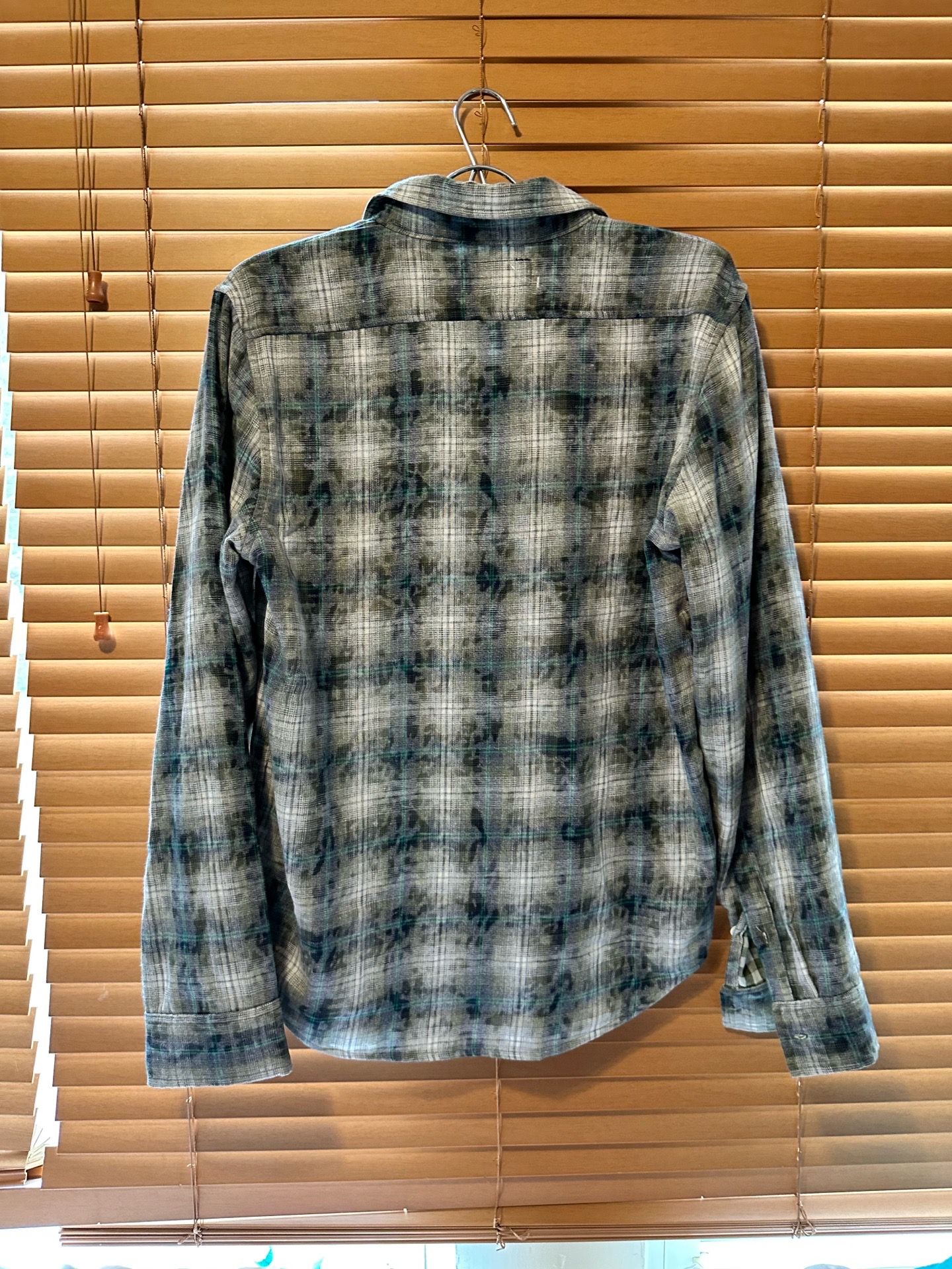 Wear first All over embroidery plaid shirt green gray - photo 2