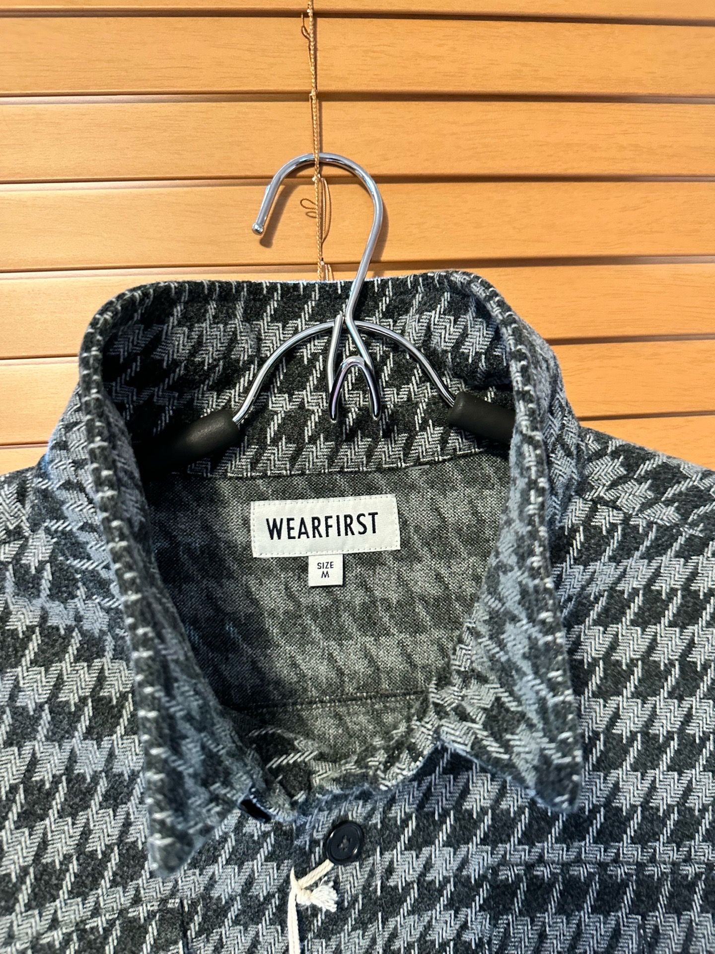 Wear first Men Loose Houndstooth Pattern Flap Pocket Overcoat - photo 3