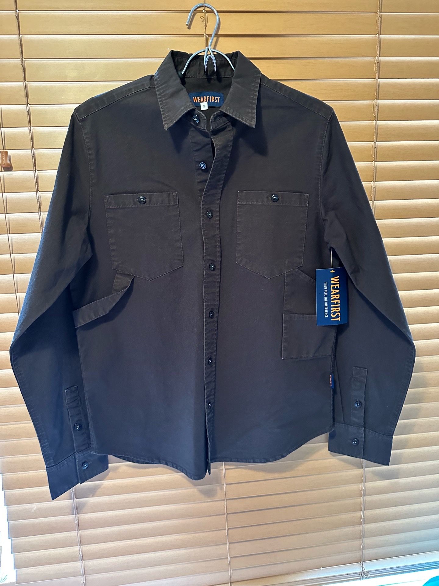 WearFirst brown button-down shirt long sleeve