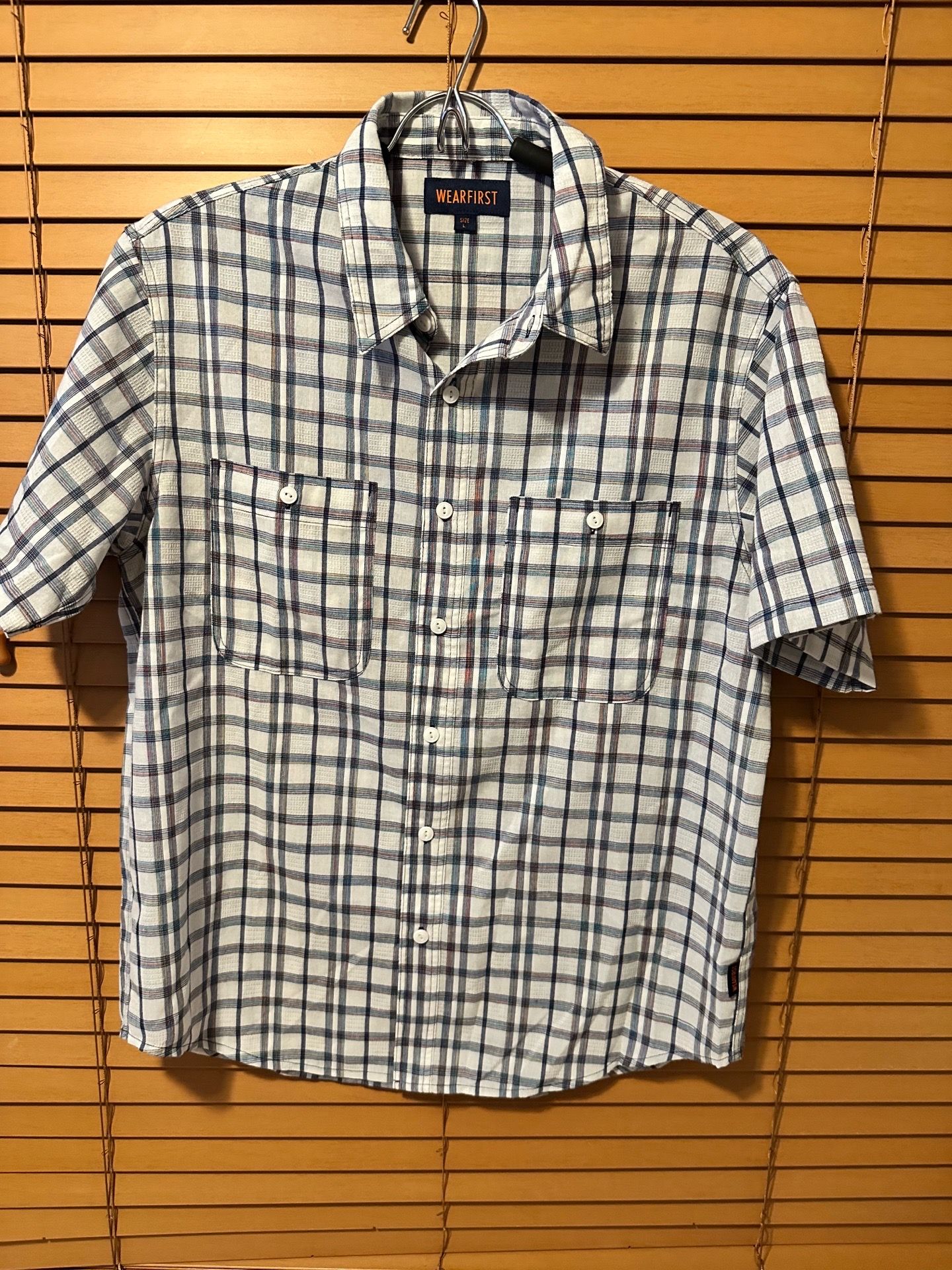 Wear first Traditional Fit Plaid Short Sleeve Button Up Shirt