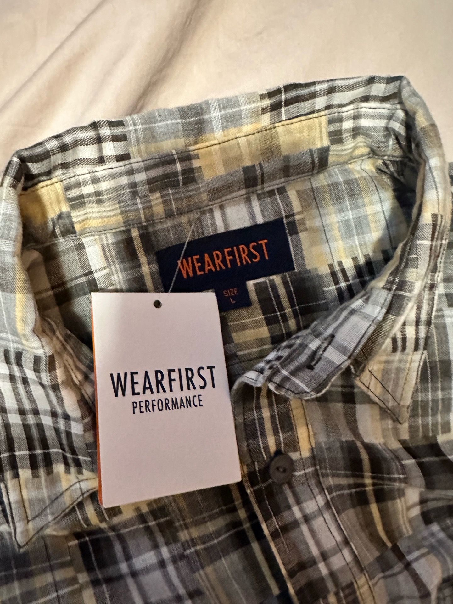 Wear first Mens Madras Patch Plaid Short Sleeve Shirt - photo 3
