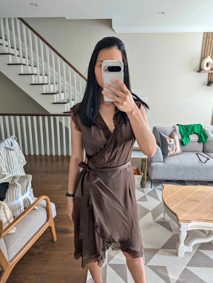 NWOT Silk Ruffle Wrap Dress
