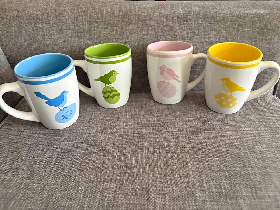 Set of 4 PC Brand Easter Bird and Egg Mugs