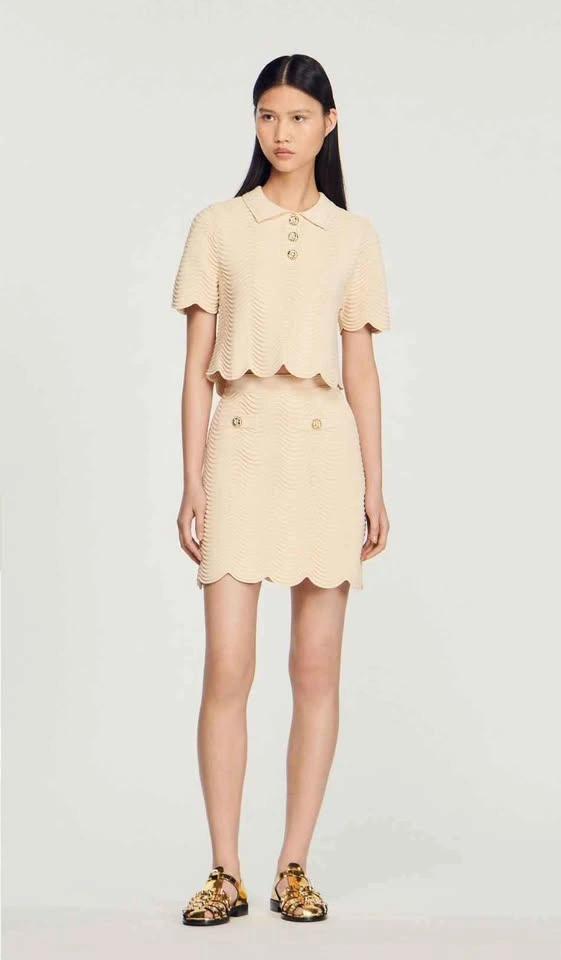 NWT Sandro Short Knitted Scallop Skirt - Sz US4 - photo 2