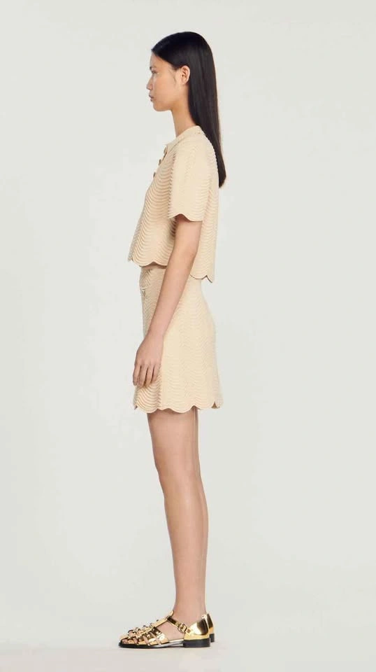 NWT Sandro Short Knitted Scallop Skirt - Sz US4 - photo 4