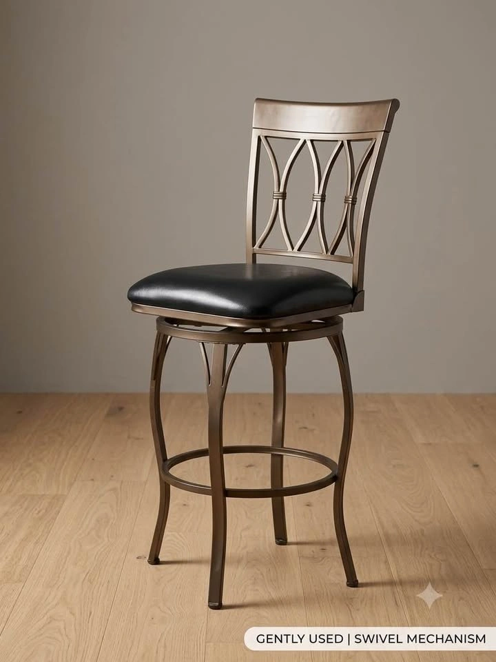 One Swivel Bar Stool / Counter Chair – Bronze Metal Frame