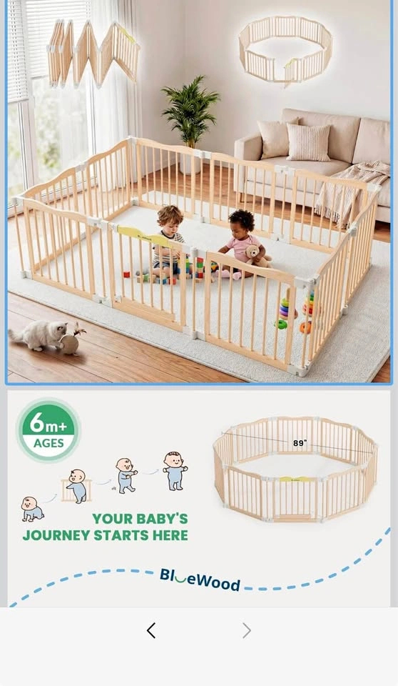 Foldable Wooden Playpen 79x53x24 inches