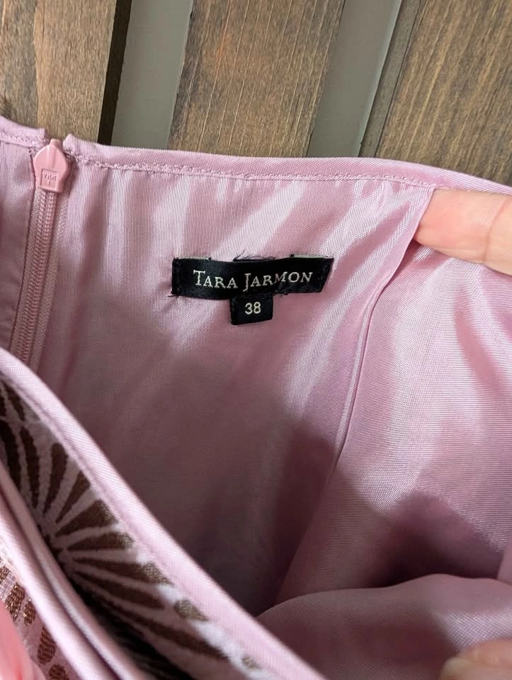 NEW Tara Jarmon Pink & Gold Floral Skirt with Bow - US6 - photo 4