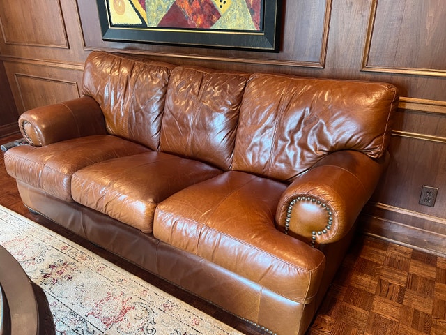 Genuine Leather Sofa and Armchair Set
