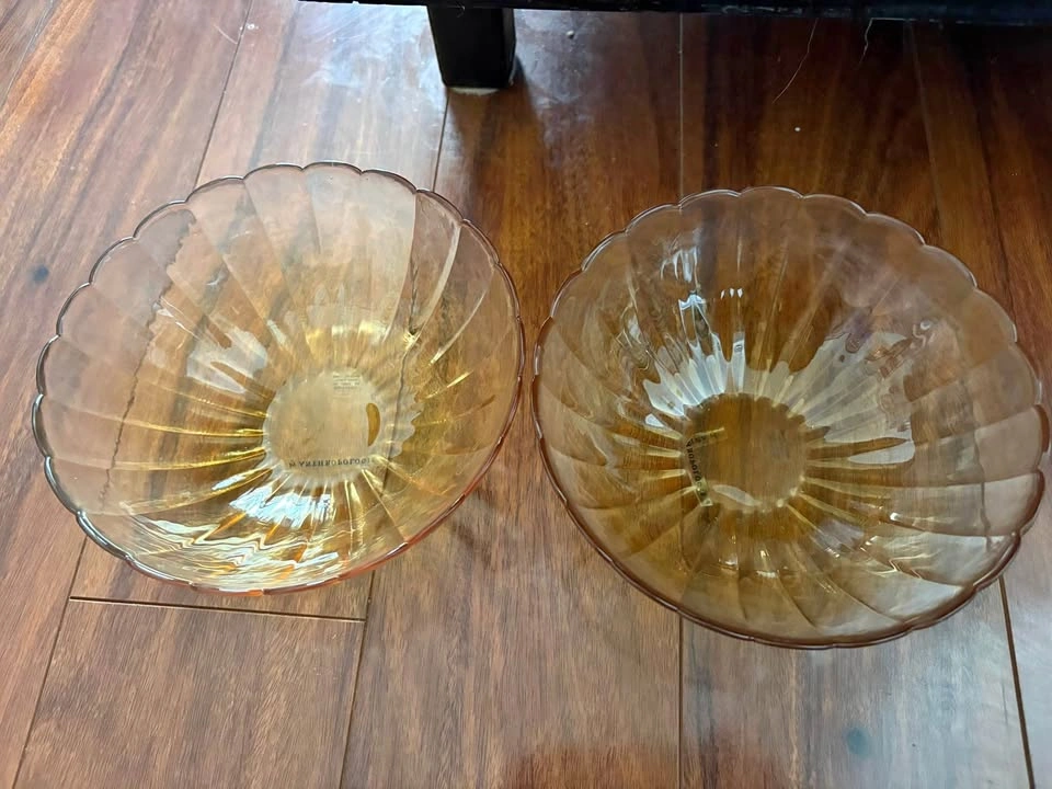 Two Anthropologie Amber Glass Bowls