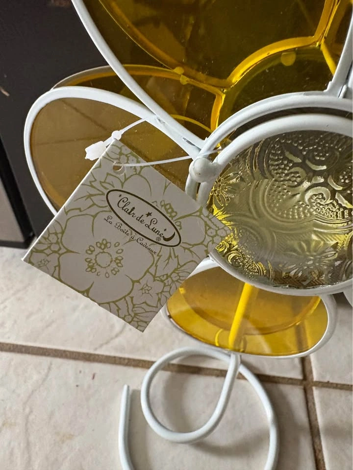 Vintage Clair de Lune Yellow Flower Tea Light Candle Holder - photo 3