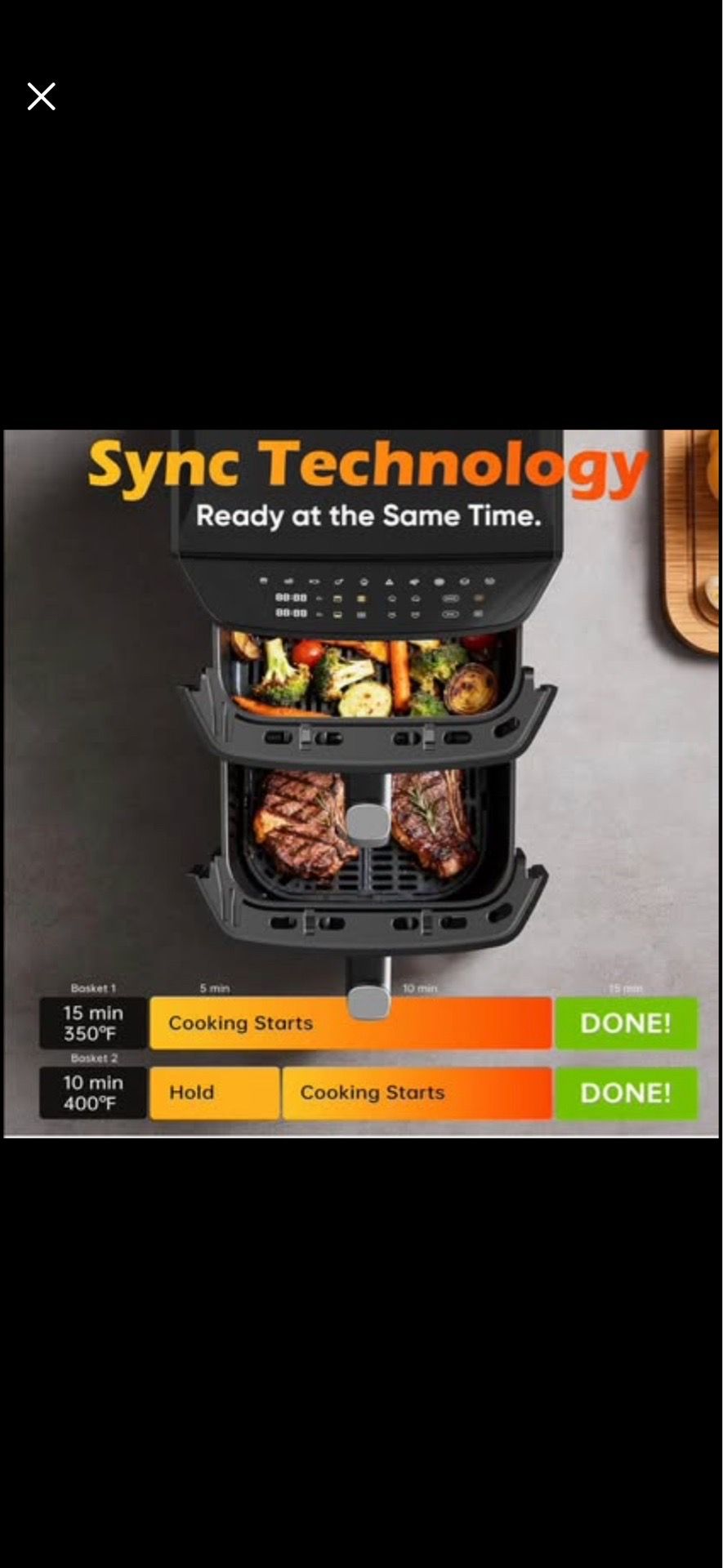 Dual Basket Air Fryer 12.6QT Family-Size 10-in-1 - photo 2