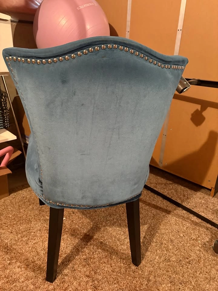 Blue Velvet Wingback Chair with silver nailhead trim - photo 2
