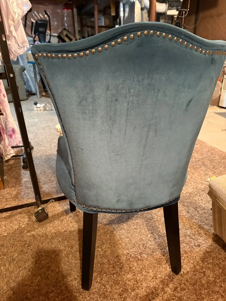 Blue Velvet Wingback Chair with silver nailhead trim - photo 3