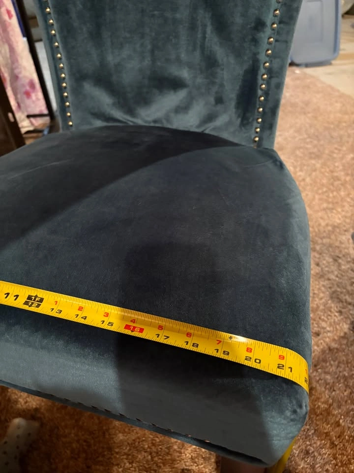 Blue Velvet Wingback Chair with silver nailhead trim - photo 5