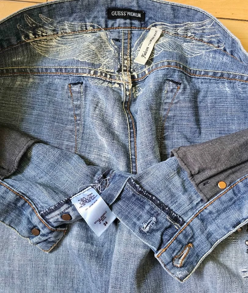 Vintage PREMIUM GUESS "Falcon" Studded Y2K Men’s Jeans W34 - photo 3