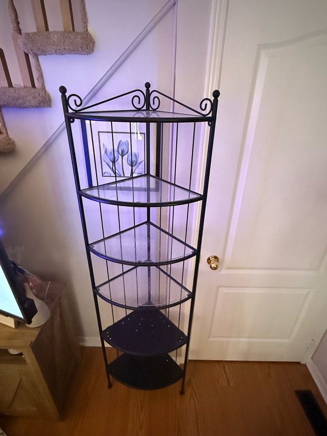 IKEA RÖNNSKÄR Corner Shelf – Black Metal & Glass