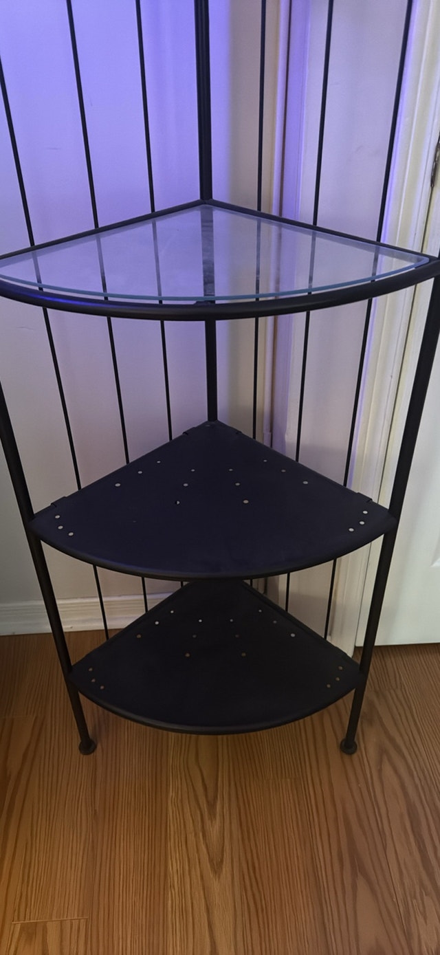 IKEA RÖNNSKÄR Corner Shelf – Black Metal & Glass - photo 3