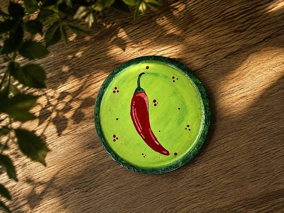 Hand-Painted Chili Pepper Plate