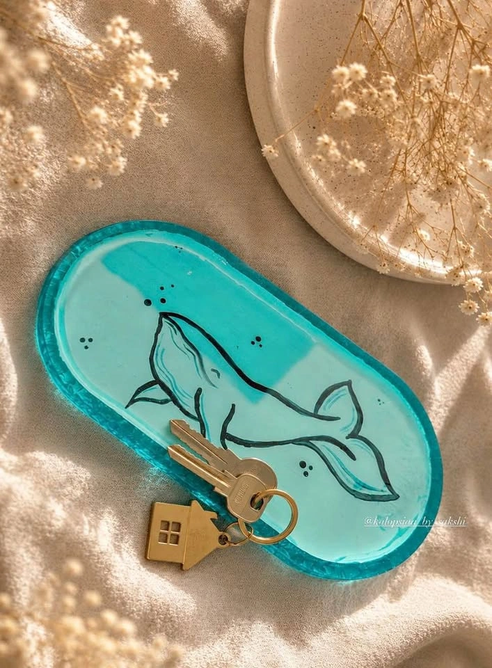 Handmade Whale Resin Trinket Tray